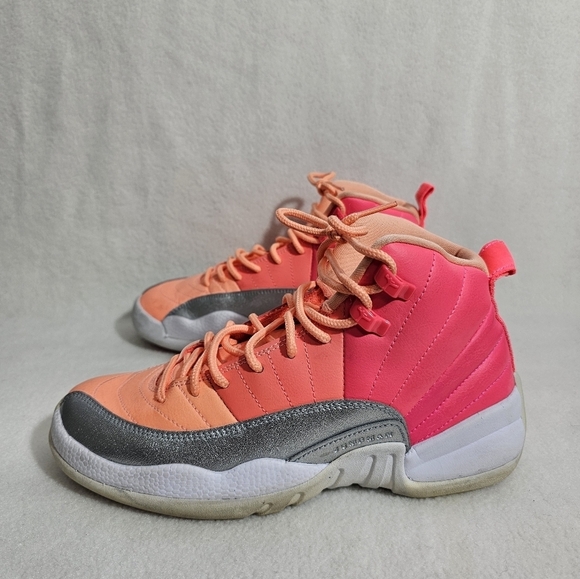Air Jordan 12 Retro GS Sunrise Pink Basketball Sneakers - Picture 1 of 6